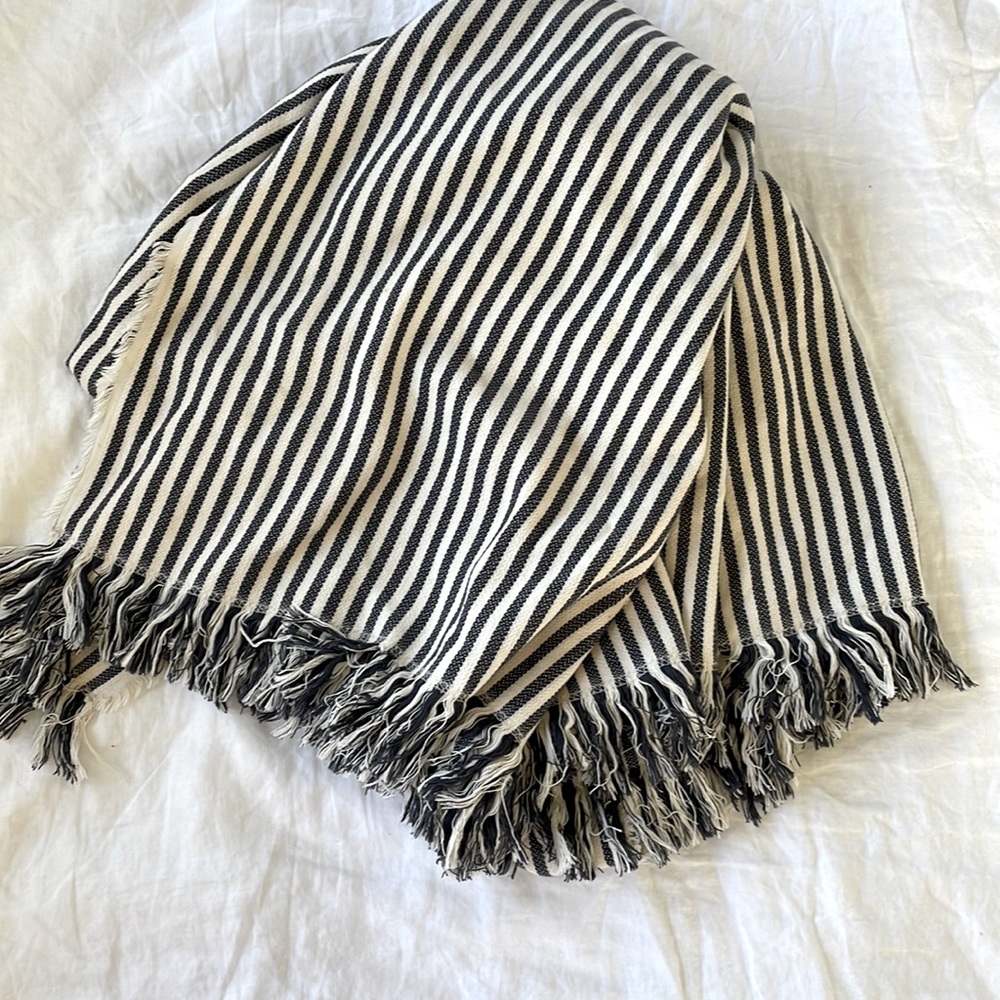 Black and Cream Striped IKEA Throw Blanket, TUVALIE